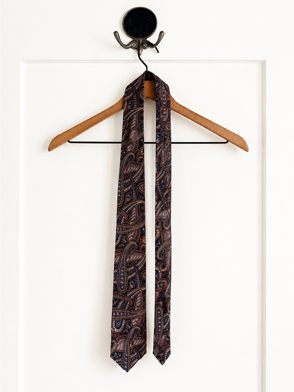 Vintage Christian Dior Cravates Silk Paisley Tie| Navy Brown